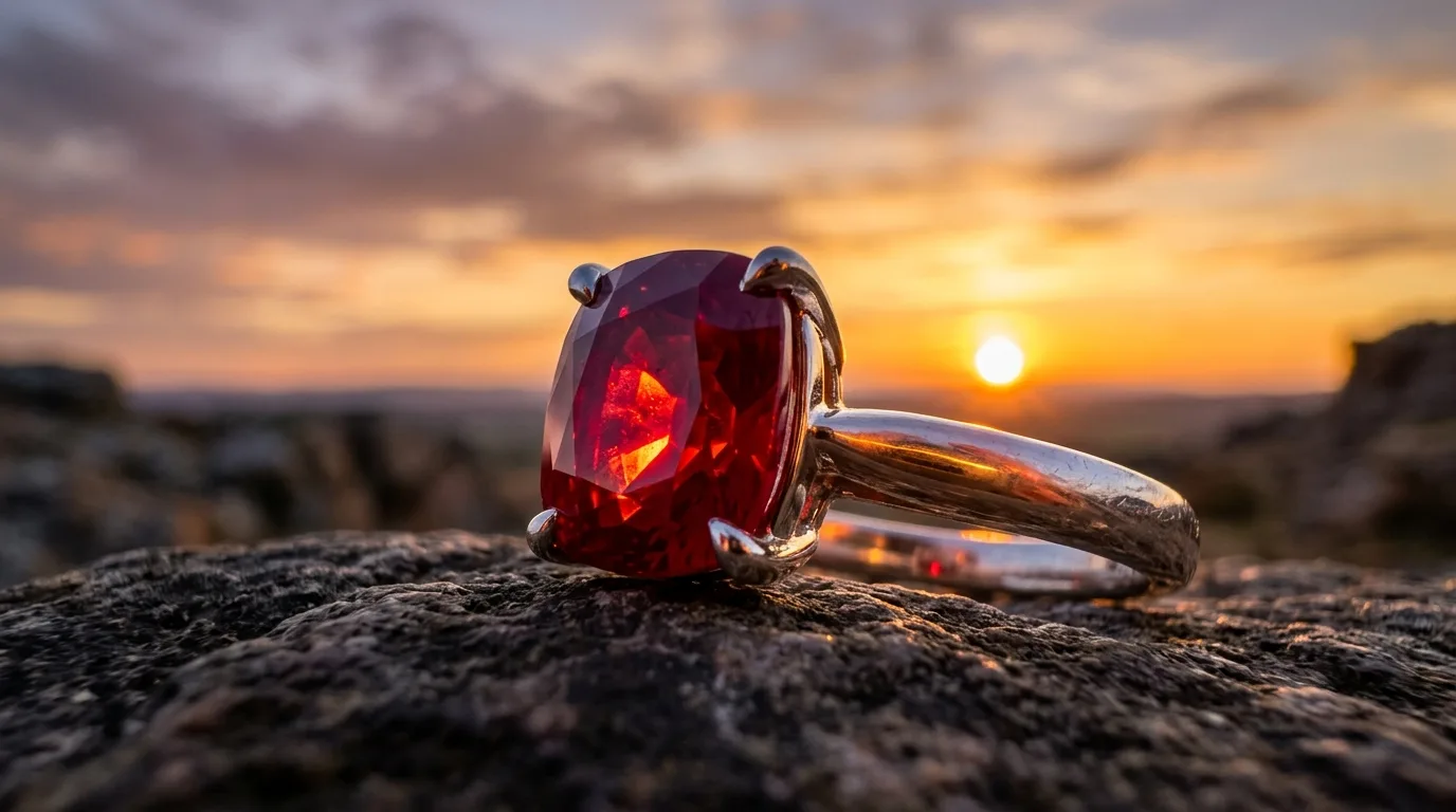 Bague solitaire rubis sertie en or 18 carats
